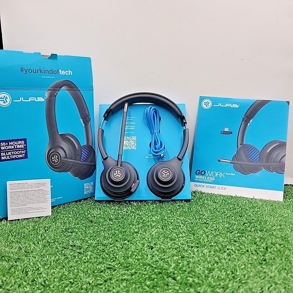 JLab GO Work Wireless On-Ear Headset 2nd Gen, Bluetooth, USB-C‎ Mi, Black